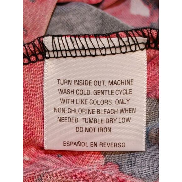 STYLE & CO Sparkly Top Red Black White Floral Cowl Neck 3/4 Sleeve Medium - Picture 3 of 7